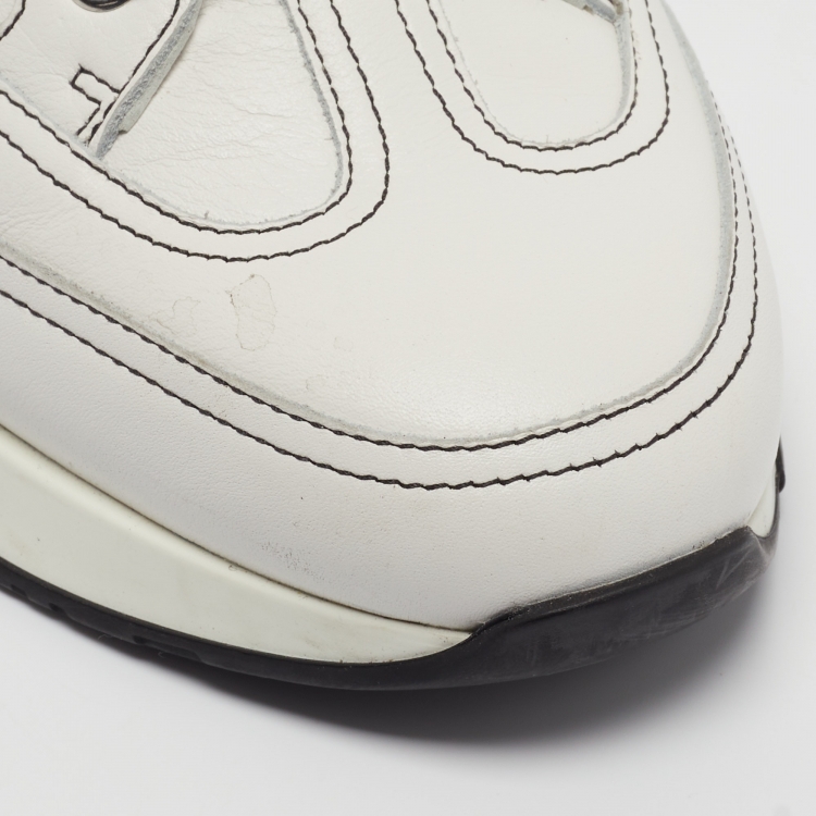 Pre Owned Hermes White Leather Quicker Sneakers Size 40