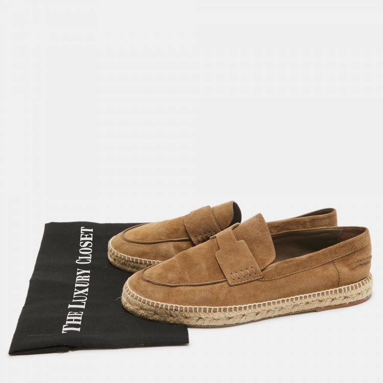 Pre Owned Hermes Olive Green Suede Trip Espadrille Flats Size 40