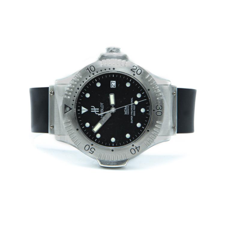 Pre Owned Hublot Black Stainless Steel MDM Men's Watch 37MM