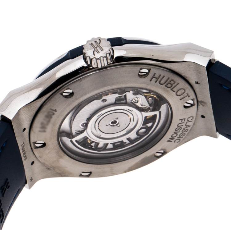 Pre Owned Hublot Blue Titanium Classic Fusion 542.NX.7170.LR Men's Wristwatch 41 mm
