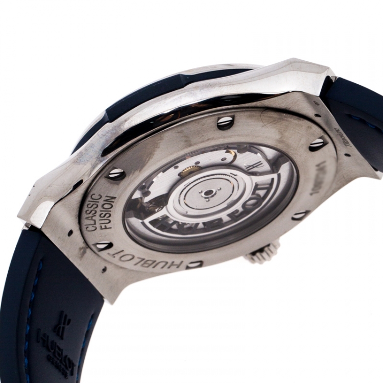Pre Owned Hublot Blue Titanium Classic Fusion 542.NX.7170.LR Men's Wristwatch 41 mm