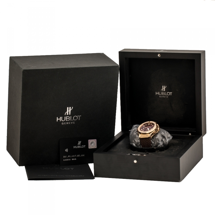 Pre Owned Hublot Chocolate 18K Rose Gold Diamond Big Bang Cappuccino 341.PC.1007.RX.114 Men's Wristwatch 41 mm