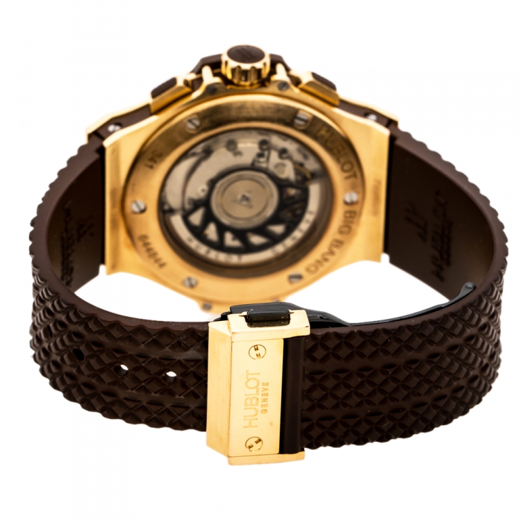 Pre Owned Hublot Chocolate 18K Rose Gold Diamond Big Bang Cappuccino 341.PC.1007.RX.114 Men's Wristwatch 41 mm