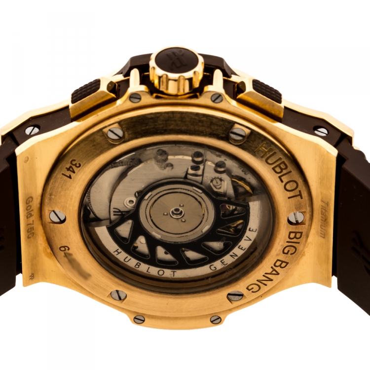 Pre Owned Hublot Chocolate 18K Rose Gold Diamond Big Bang Cappuccino 341.PC.1007.RX.114 Men's Wristwatch 41 mm