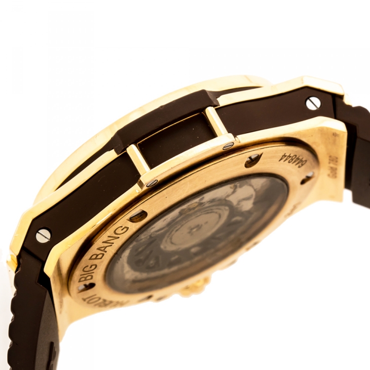 Pre Owned Hublot Chocolate 18K Rose Gold Diamond Big Bang Cappuccino 341.PC.1007.RX.114 Men's Wristwatch 41 mm