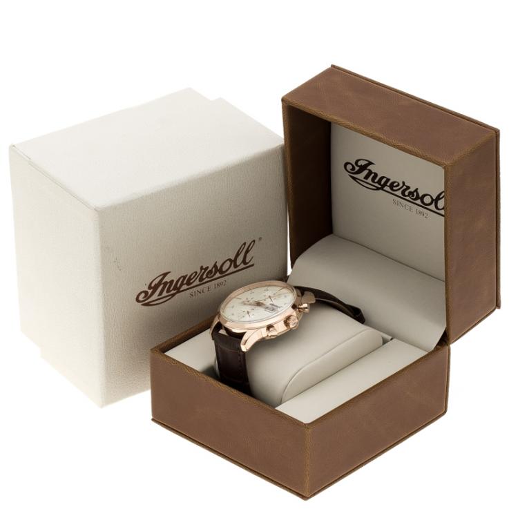 Pre Owned Ingersoll Cream Rose Gold-Plated Steel Columbia No. 1 Limited Edition Men's Wristwatch 44MM
