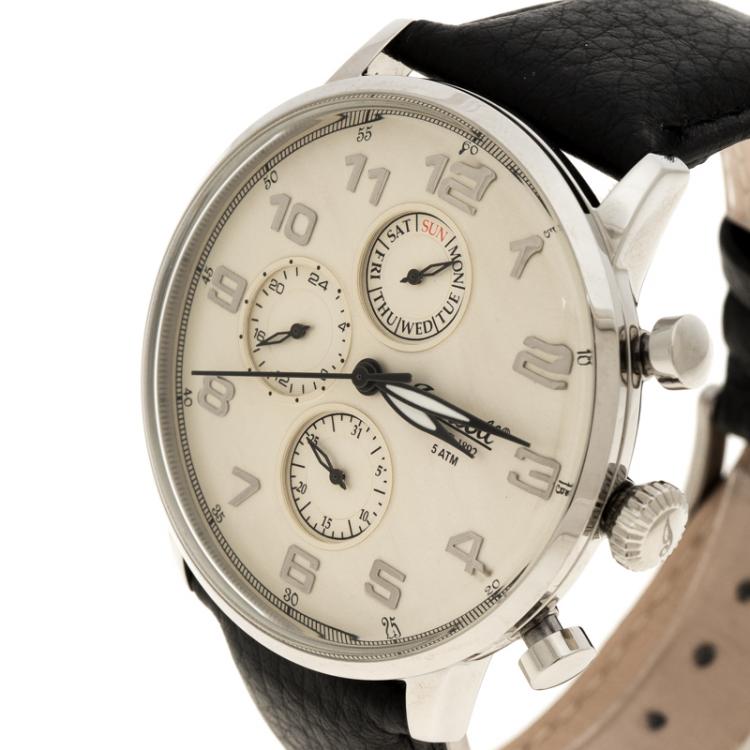 Pre Owned Ingersoll White Stainless Steel Eaton Men's Wristwatch 45MM