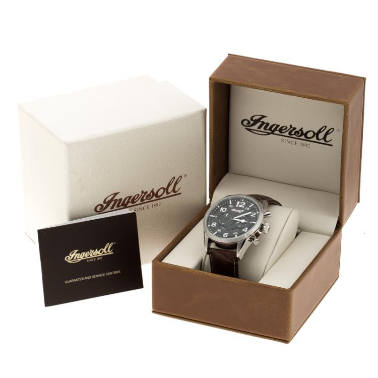 Pre Owned Ingersoll Black Stainless Steel Compton Men's Wristwatch 46MM