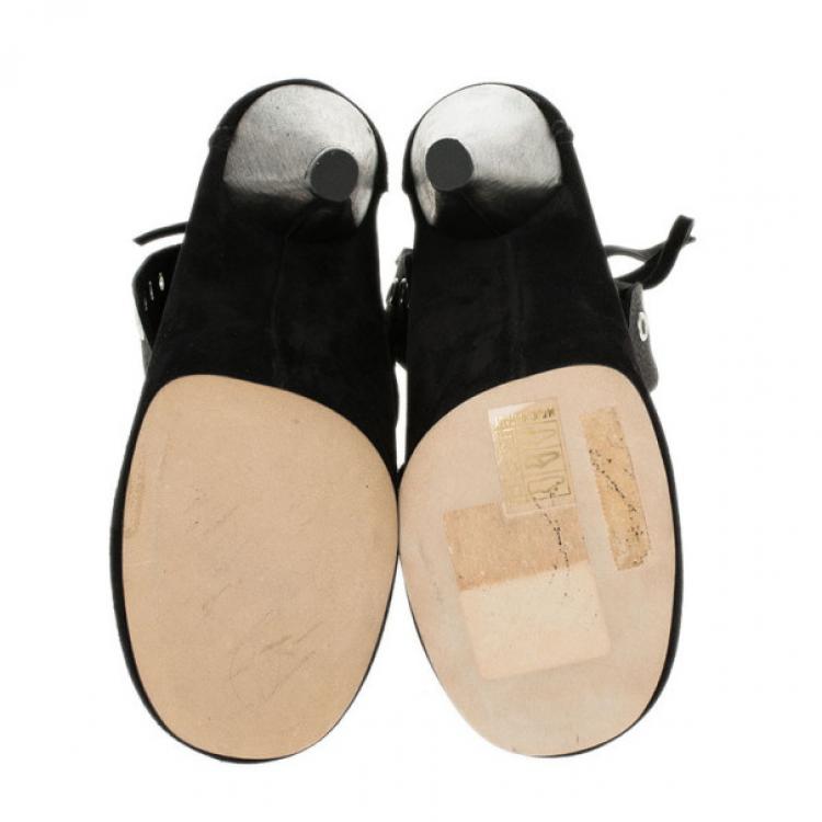 Pre Owned Isabel Marant Black Suede Mossa Studded Cutout Ankle Boots Size 37