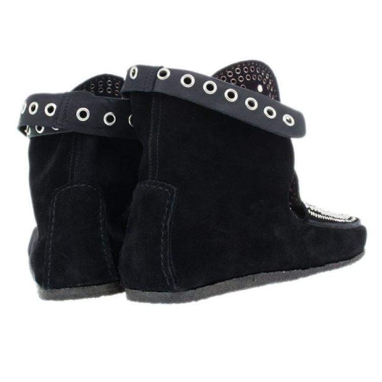 Pre Owned Isabel Marant Black Suede Morley Studded Boots Size 38