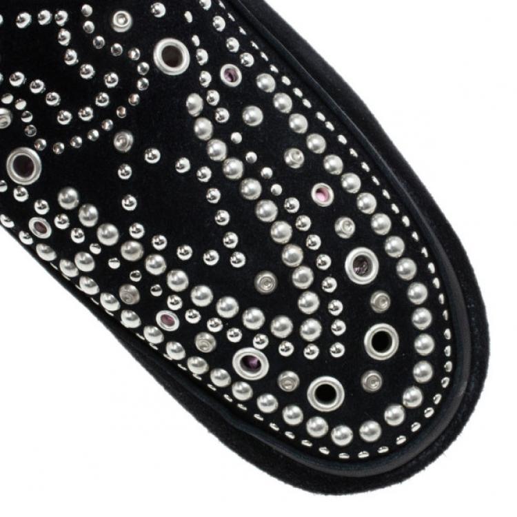 Pre Owned Isabel Marant Black Suede Morley Studded Boots Size 38
