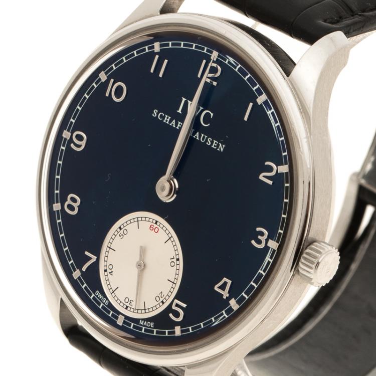 Pre Owned IWC Schaffhausen Blue Stainless Steel Men's Wristwatch 44 mm