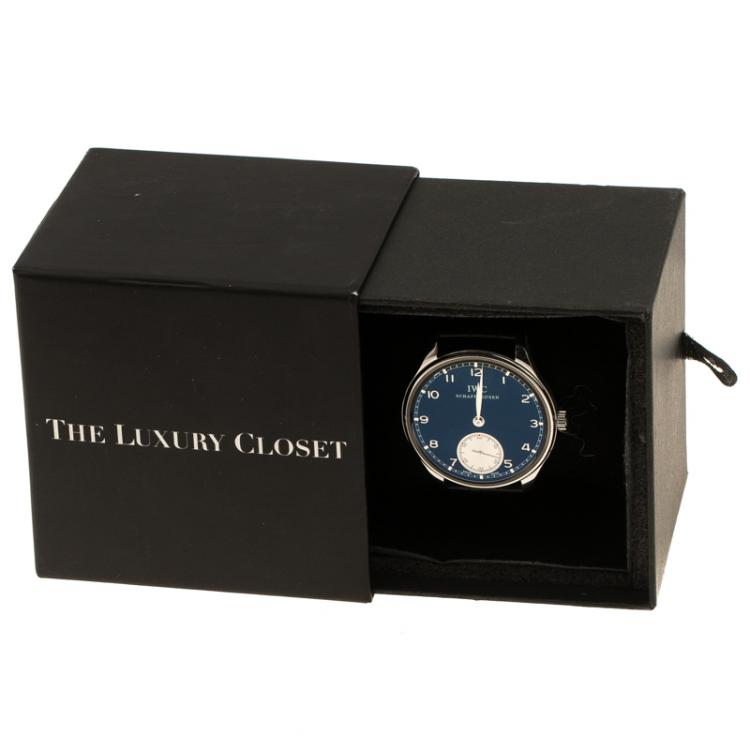 Pre Owned IWC Schaffhausen Blue Stainless Steel Men's Wristwatch 44 mm