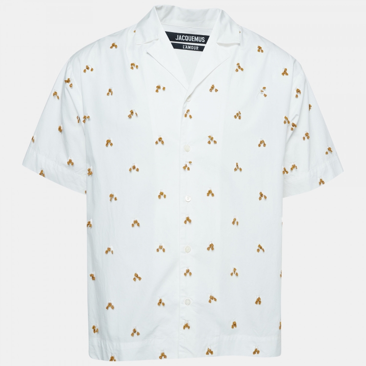 Pre Owned Jacquemus L'Amour White Beaded Cotton Shirt S