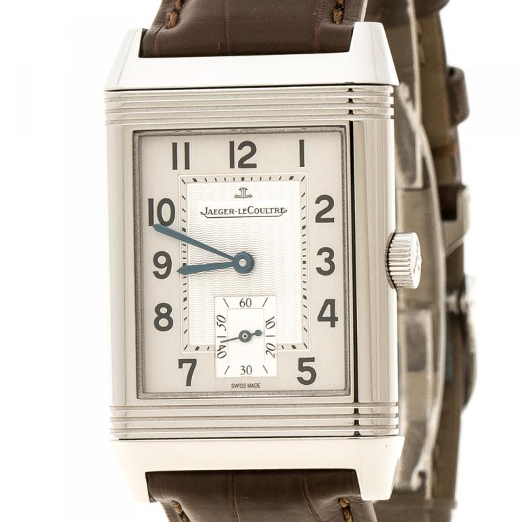 Pre Owned Jaeger-LeCoultre Silver Grey Stainless Steel Reverso GT 270.8.62 Men's Wristwatch 26 mm