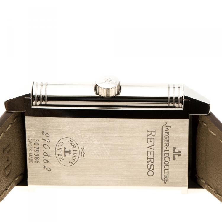 Pre Owned Jaeger-LeCoultre Silver Grey Stainless Steel Reverso GT 270.8.62 Men's Wristwatch 26 mm