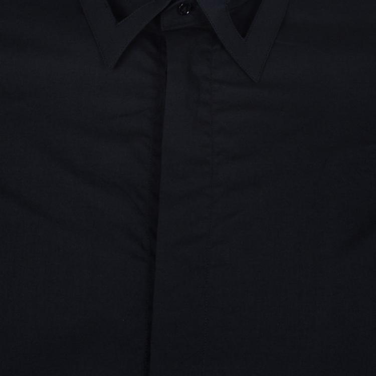Pre Owned Jean Paul Gaultier Mens Laser Cut Collar Black Shirt L