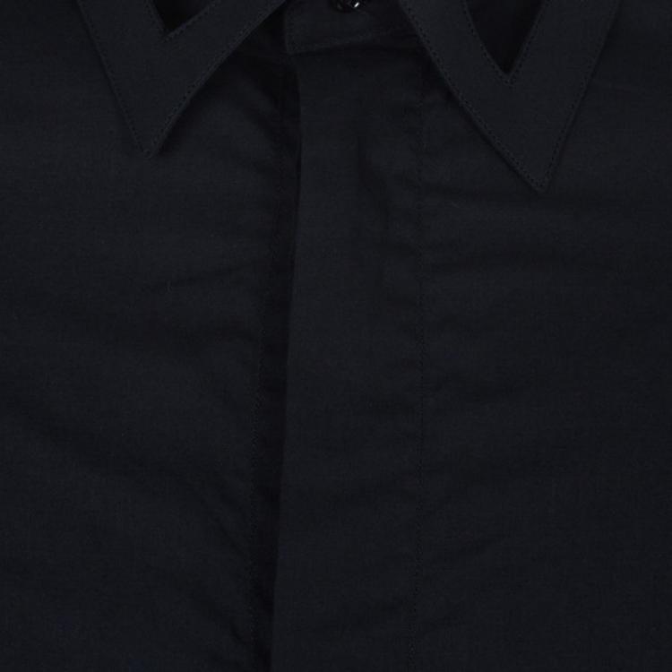 Pre Owned Jean Paul Gaultier Mens Laser Cut Collar Black Shirt M