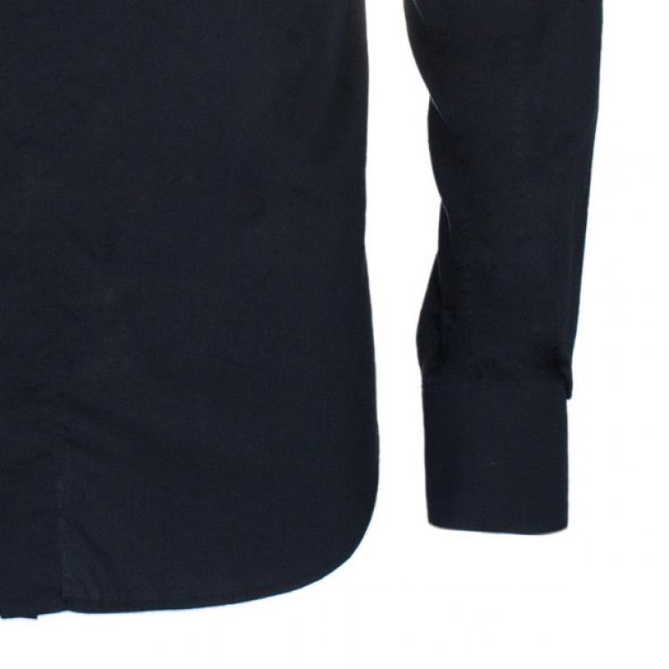Pre Owned Jean Paul Gaultier Mens Laser Cut Collar Black Shirt M