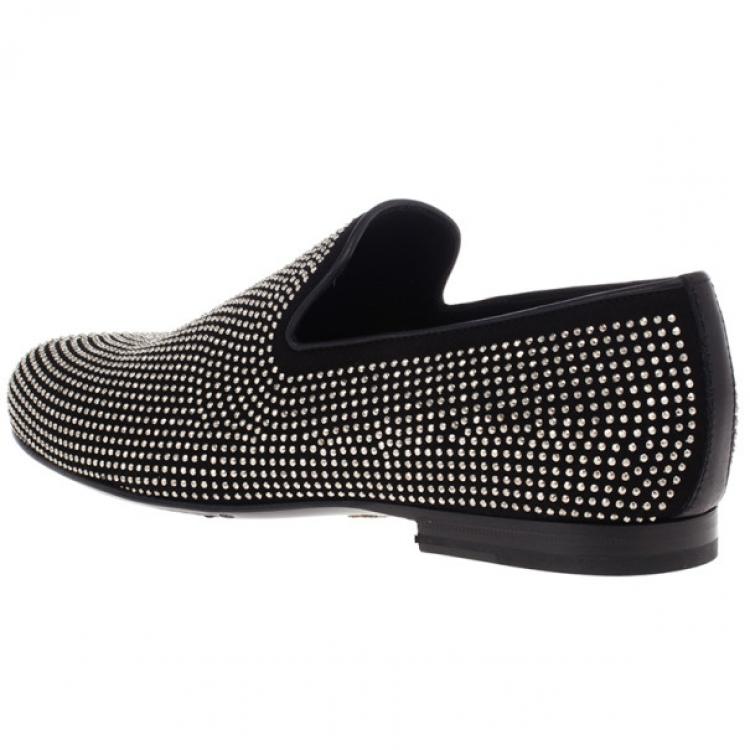Pre Owned Jimmy Choo Black Mini Studded Suede Sloane Smoking Slippers Size 41