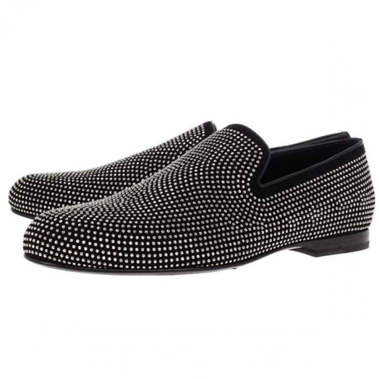 Pre Owned Jimmy Choo Black Mini Studded Suede Sloane Smoking Slippers Size 41