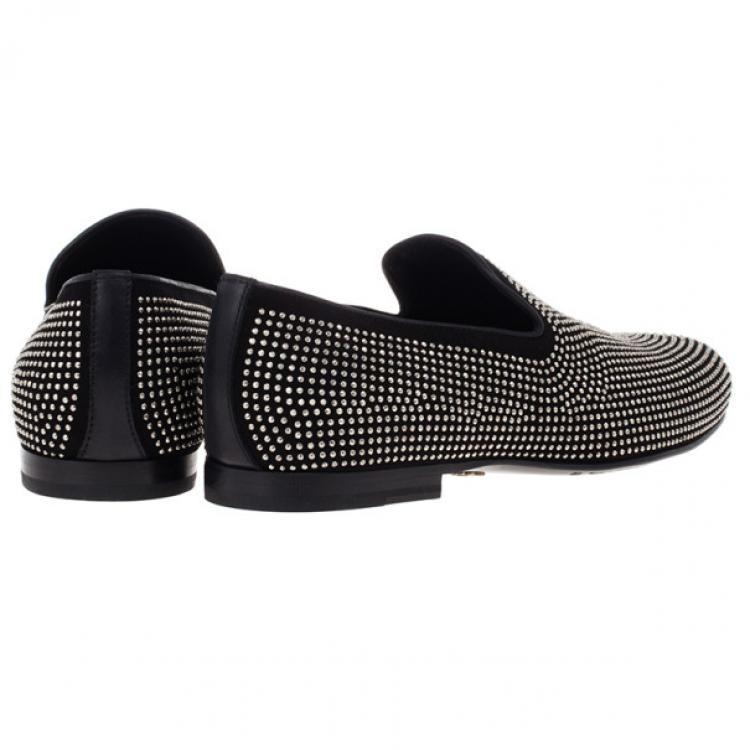 Pre Owned Jimmy Choo Black Mini Studded Suede Sloane Smoking Slippers Size 41