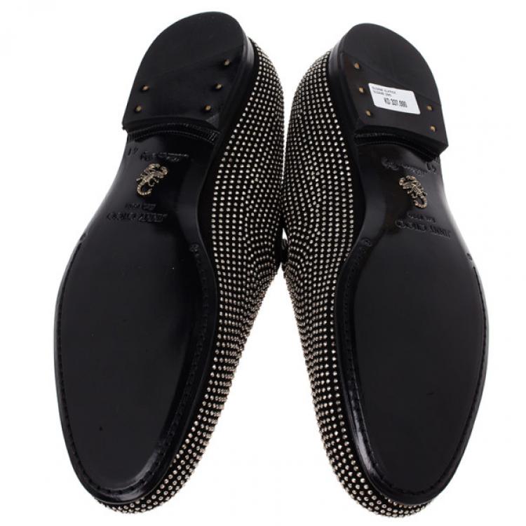Pre Owned Jimmy Choo Black Mini Studded Suede Sloane Smoking Slippers Size 41