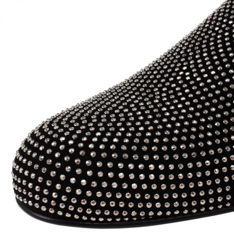 Pre Owned Jimmy Choo Black Mini Studded Suede Sloane Smoking Slippers Size 41
