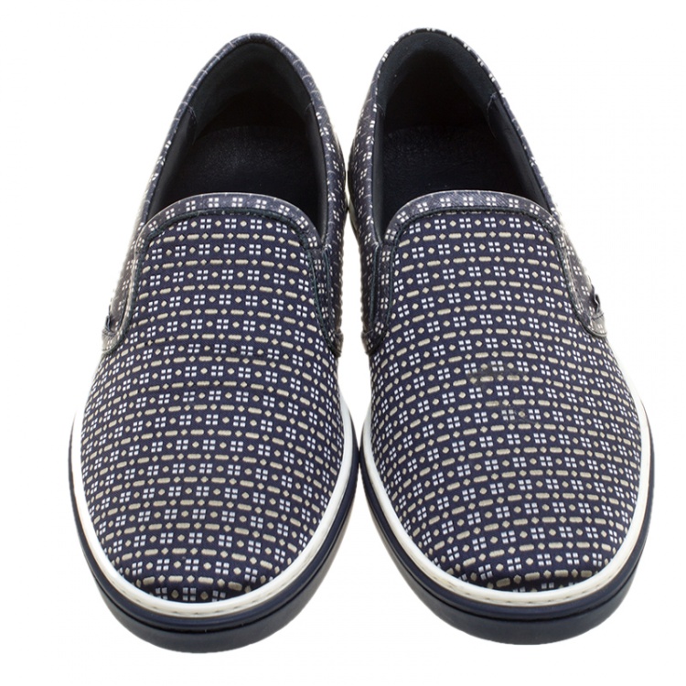 Pre Owned Jimmy Choo Printed Leather and Canvas Grove Slip On Sneakers Size 42