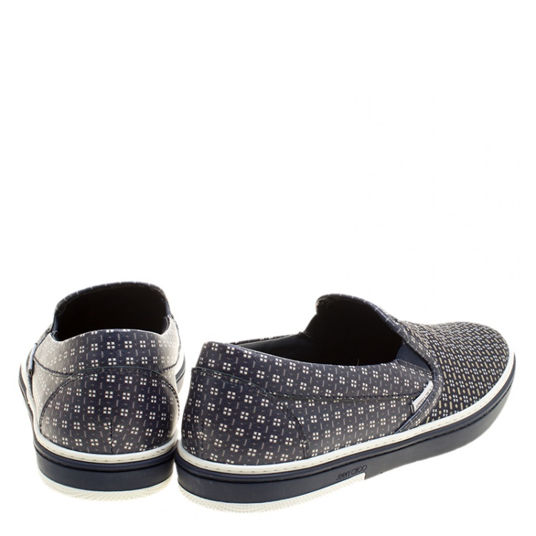 Pre Owned Jimmy Choo Printed Leather and Canvas Grove Slip On Sneakers Size 42