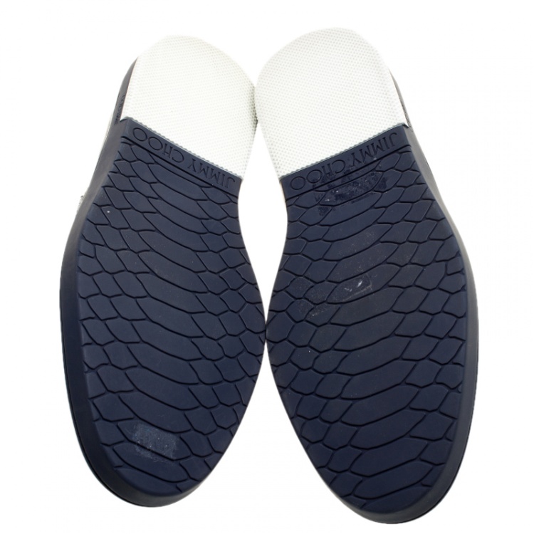 Pre Owned Jimmy Choo Printed Leather and Canvas Grove Slip On Sneakers Size 42