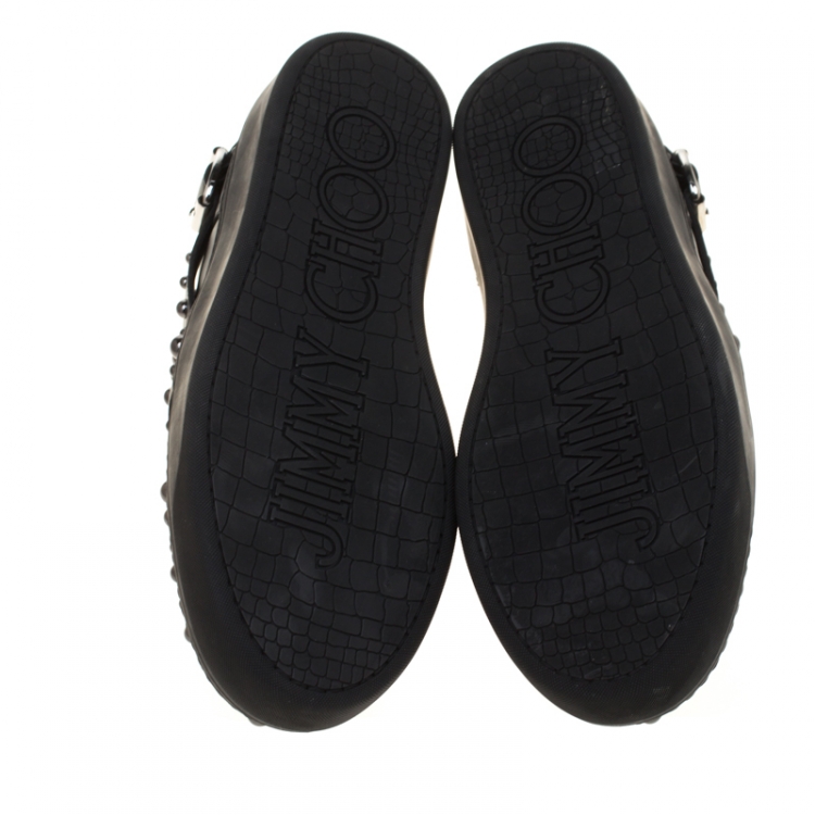 Pre Owned Jimmy Choo Black Studded Leather Roman Sneakers Size 43