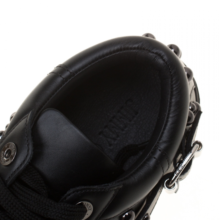 Pre Owned Jimmy Choo Black Studded Leather Roman Sneakers Size 43