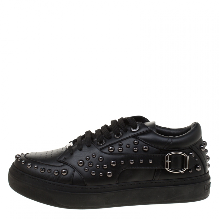 Pre Owned Jimmy Choo Black Studded Leather Roman Sneakers Size 43