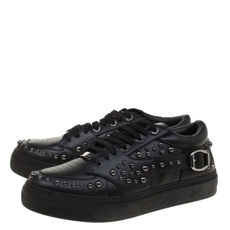Pre Owned Jimmy Choo Black Studded Leather Roman Sneakers Size 43