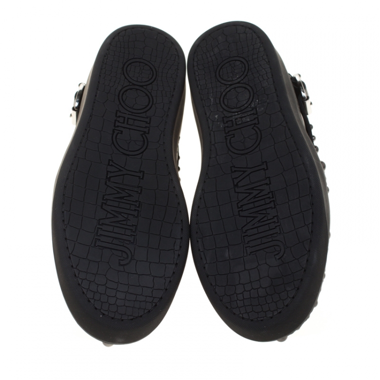Pre Owned Jimmy Choo Black Studded Leather Roman Sneakers Size 40
