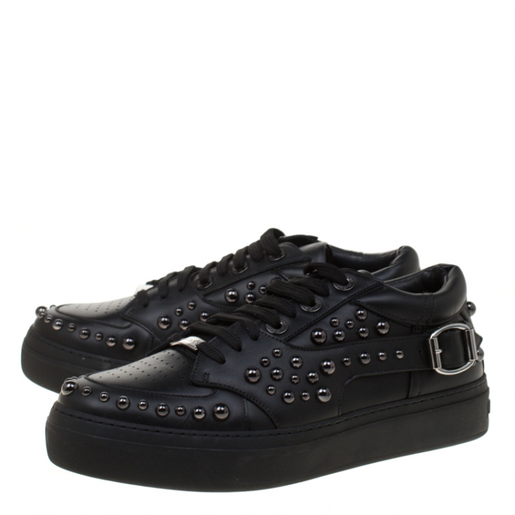 Pre Owned Jimmy Choo Black Studded Leather Roman Sneakers Size 44