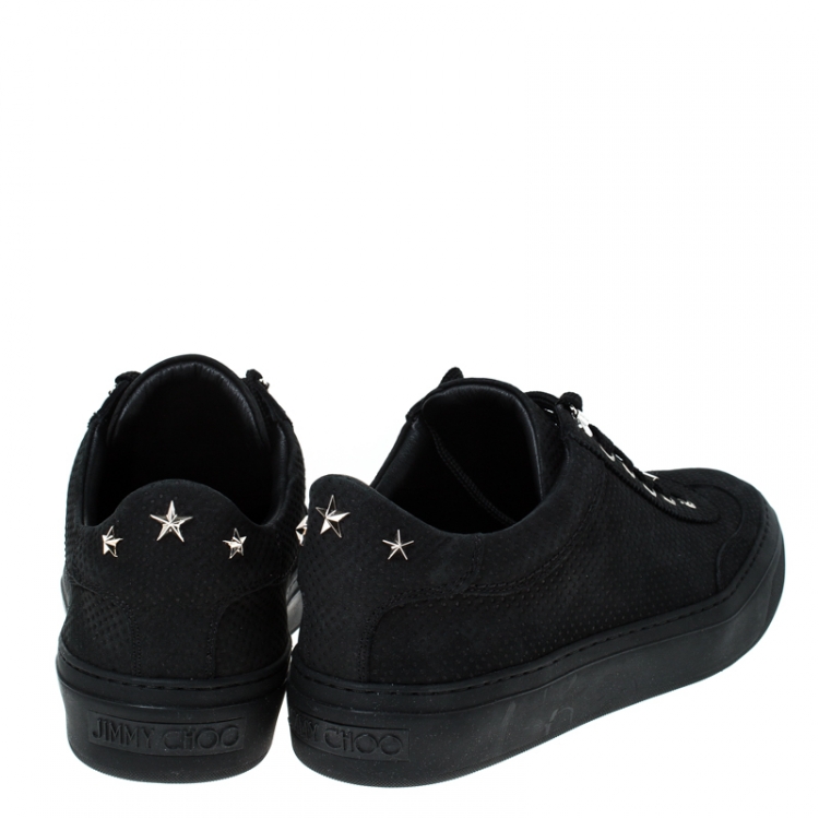 Pre Owned Jimmy Choo Black Nubuck Leather Ace Low Top Sneakers Size 42.5