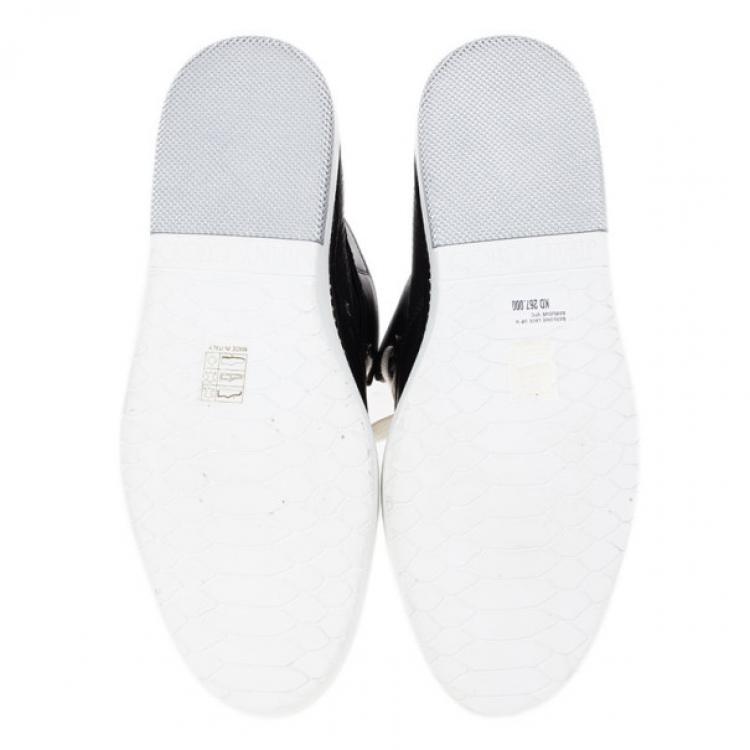 Pre Owned Jimmy Choo Black Viper Print Leather High Top Sneakers Size 42