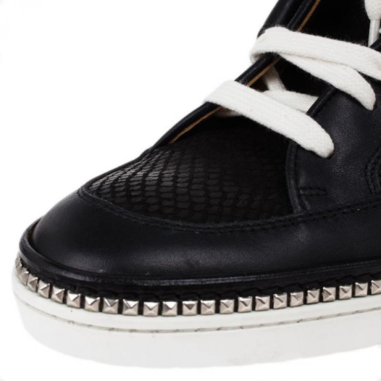 Pre Owned Jimmy Choo Black Viper Print Leather High Top Sneakers Size 42