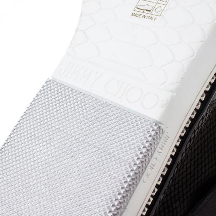 Pre Owned Jimmy Choo Black Viper Print Leather High Top Sneakers Size 42