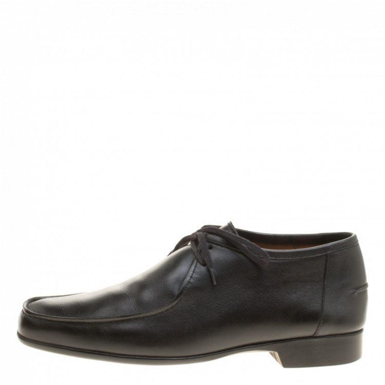 Pre Owned J.M.Weston Black Leather Lace Up Derby Size 42.5