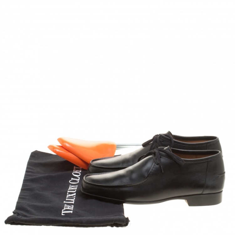 Pre Owned J.M.Weston Black Leather Lace Up Derby Size 42.5