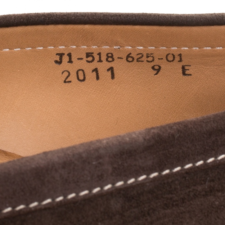 Pre Owned J.M.Weston Brown Suede Penny Loafers Size 43