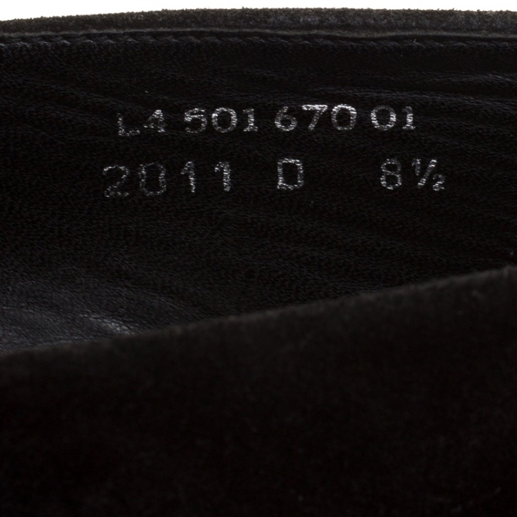 Pre Owned J.M.Weston Black Suede Penny Loafers Size 42.5