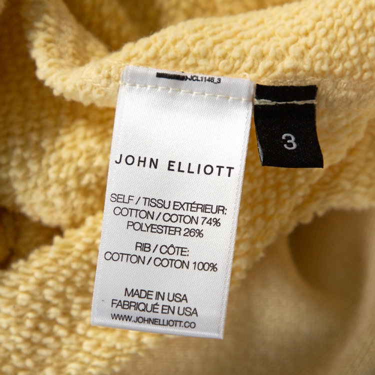 Pre Owned John Elliott Light Yellow Vintage Cotton Fleece Hoodie L