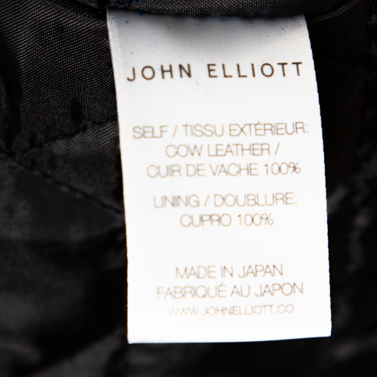 Pre Owned John Elliott X Blackmeans Black & Blue Painted Leather Riders Jacket L