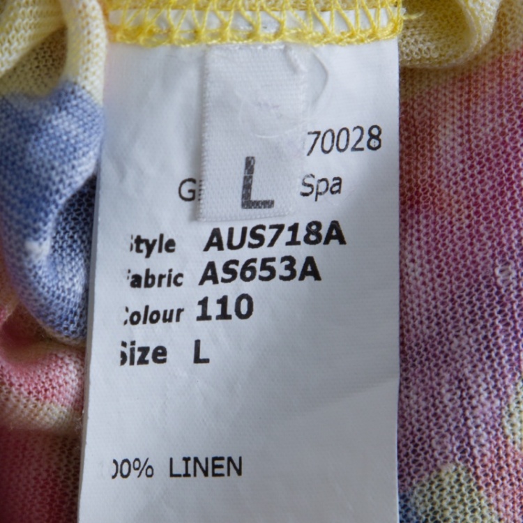 مملوكة مسبقًا John Galliano Multicolor Printed Rib Trim Hooded Linen Sweatshirt L