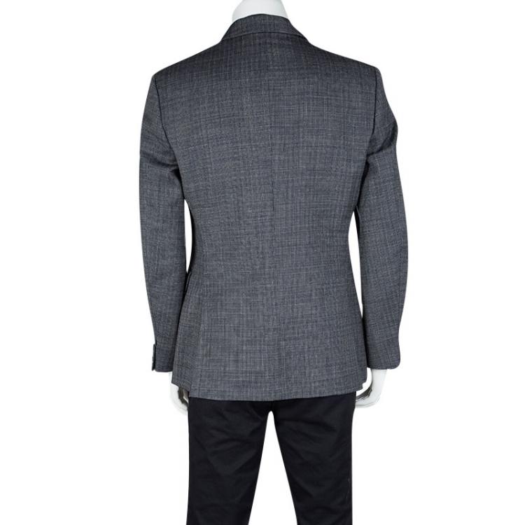 Pre Owned John Varvatos Navy Blue and White Wool Regular Fit Blazer L