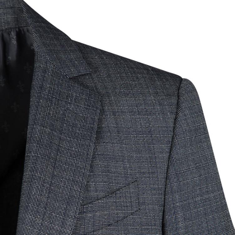 Pre Owned John Varvatos Navy Blue and White Wool Regular Fit Blazer L